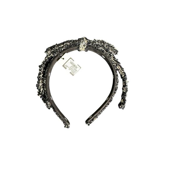 Lele Sadoughi NWT Tweed Bardot Ribbon Slim Headband in Jet main image 5